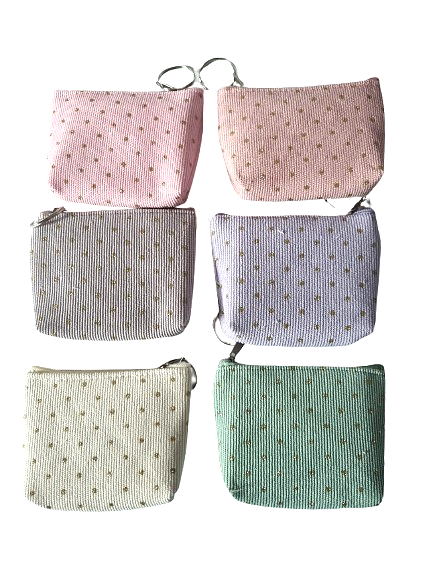 Porte-monnaie en tissu à pois dorés, plusieurs couleurs
