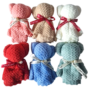 Serviette ourson avec ruban, plusieurs couleurs disponibles