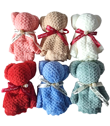 Serviette ourson avec ruban, plusieurs couleurs disponibles