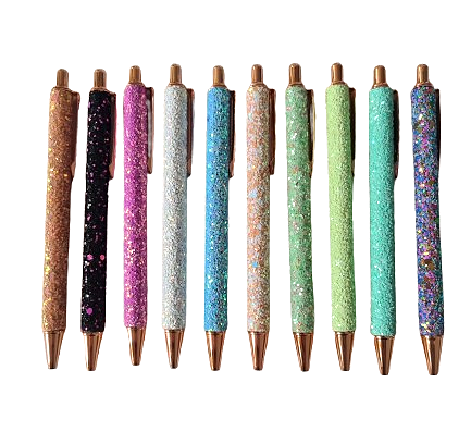 stylo strass coloré décoré de paillettes