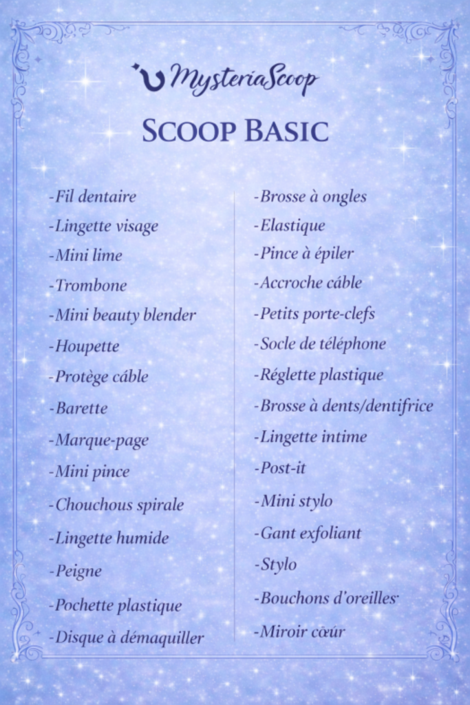 Liste des produits Scoop basic. Idée cadeau à moins de 5 euros