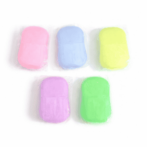 Boite de feuilles de savon colorée portable pour lavage des mains en déplacement