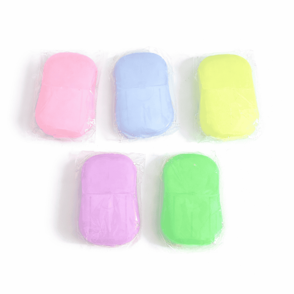 Boite de feuilles de savon colorée portable pour lavage des mains en déplacement