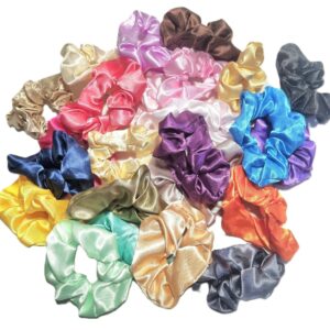 Assortiment de chouchous en satin colorés pour cheveux, doux et brillants, en différentes couleurs