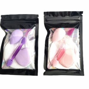 Kit maquillage avec éponge blender, applicateurs et brosse dans pochette