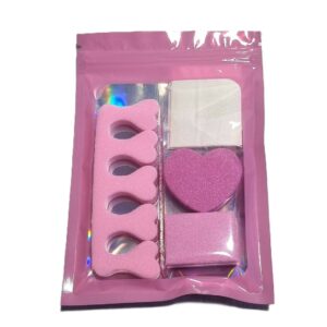 kit ongles complet rose avec séparateurs orteils et accessoires manucure