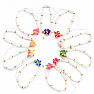 Bracelet fleur perles coloré – Bracelet cordon ajustable tendance