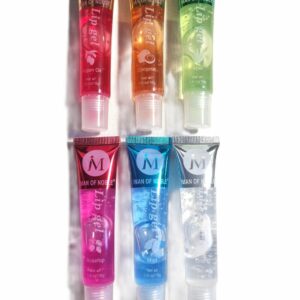 Gloss parfumé hydratant en tube transparent aux saveurs aloe vera, coco, menthe, orange, rose musquée et argan