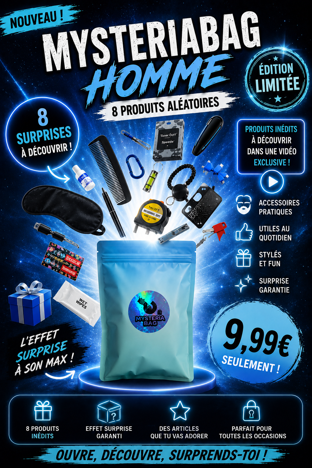 Mysteriabag homme Nouveauté box surprise homme en édition limitée