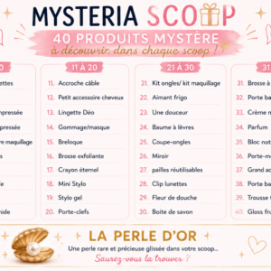 Mysteria Scoop avec 40 produits mystère et la Perle d’Or