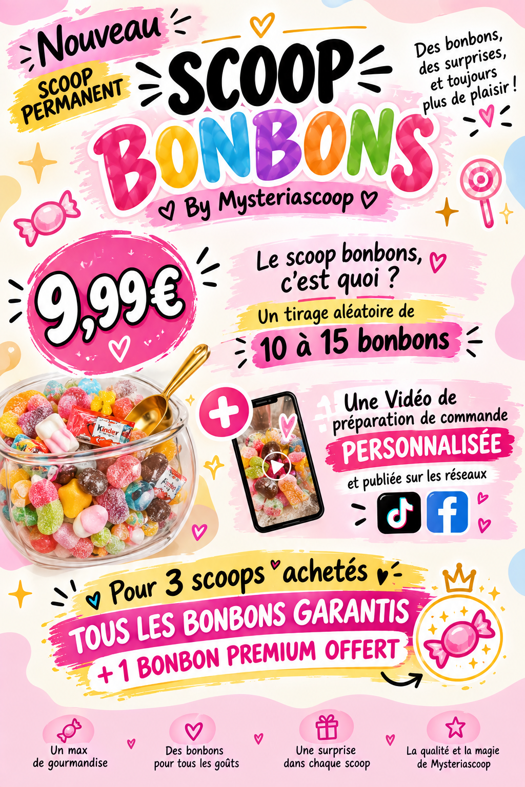 Une sélection aléatoire de bonbons avec notre scoop bonbons emballés