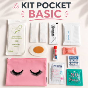 Kit Pocket Basic avec pochette et essentiels pratiques pour femme